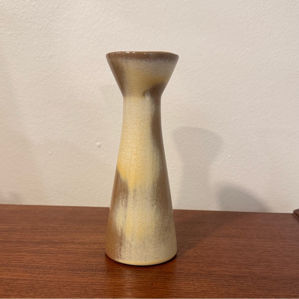 Vintage Mid-Century Modern Frankoma Pottery PLAINSMAN Gold TAPER Vase #28 MCM